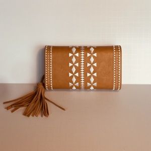 INC Leather Embroidered Clutch